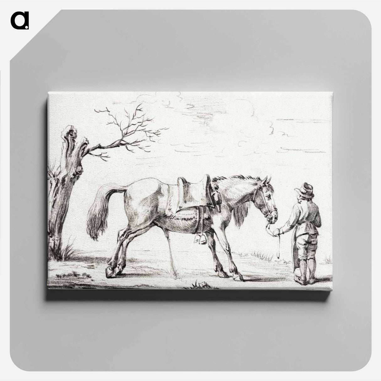 アートパネル-Rider standing next to horse - ジャン ベルナール Canvas.
