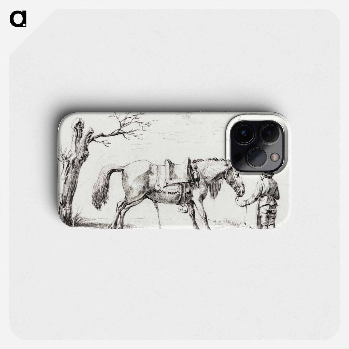 Rider standing next to horse - ジャン ベルナール Phone Case.