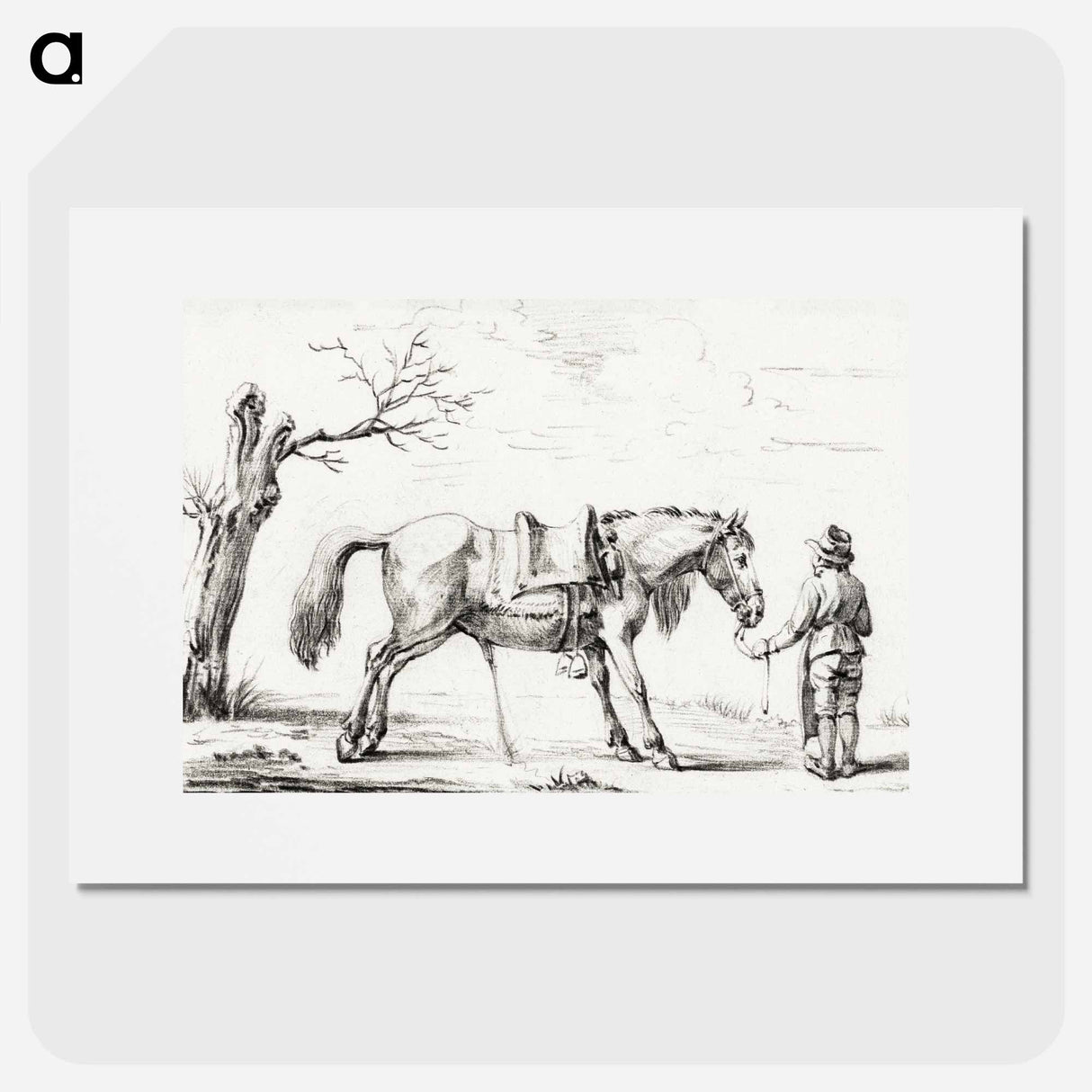 Rider standing next to horse - ジャン ベルナール Poster.