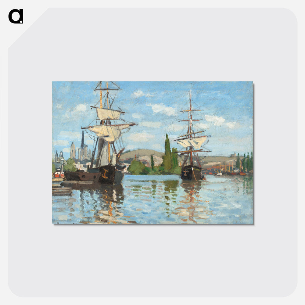 Ships Riding on the Seine at Rouen - クロード モネ Postcard.