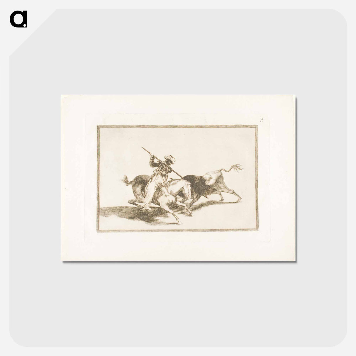 アートポストカード-The Spirited Moor Gazul is the First to Spear Bulls According to Rules - フランシスコ デ ゴヤ Postcard.