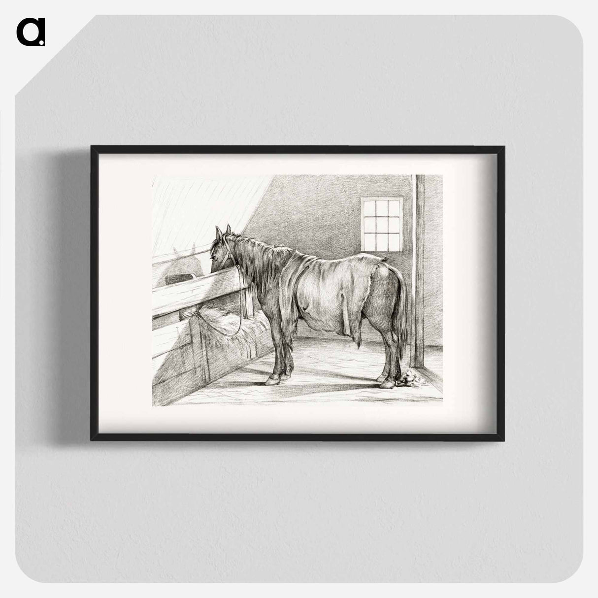 Standing horse in a stable - ジャン ベルナール Poster.