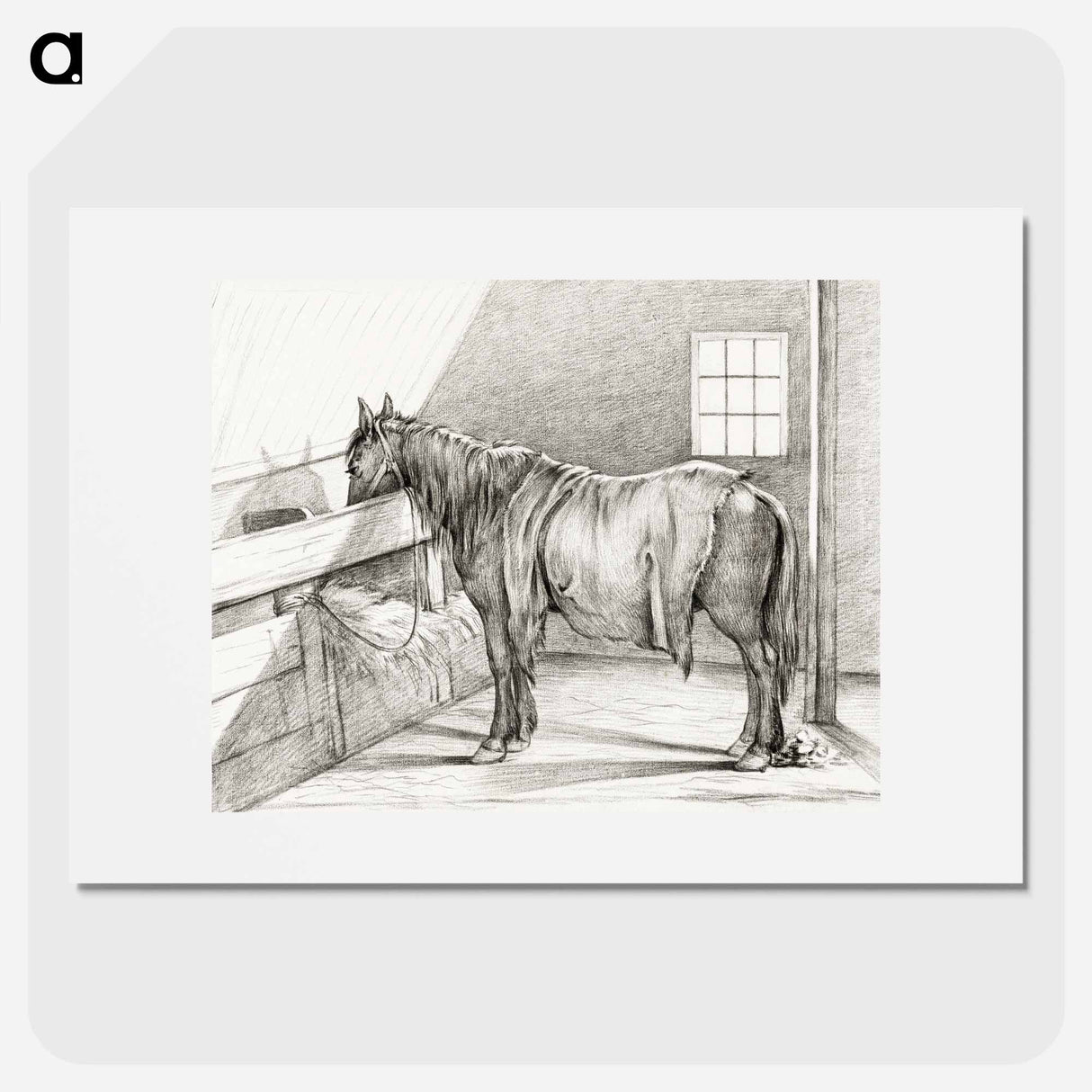 Standing horse in a stable - ジャン ベルナール Poster.