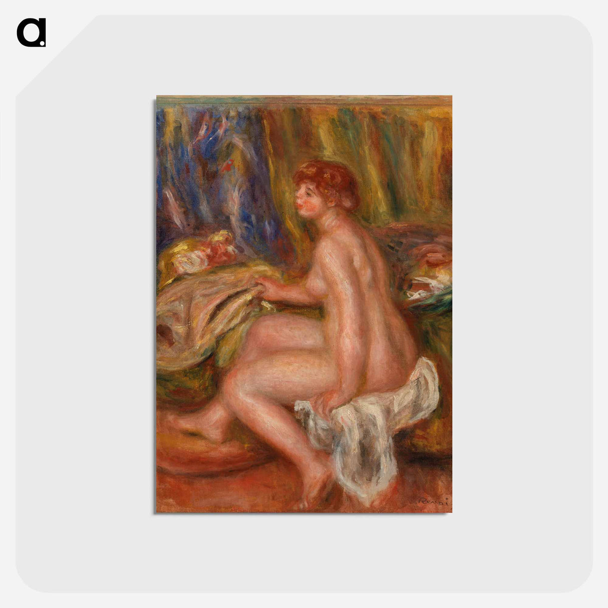 アートポストカード-Seated Female Nude, Profile View - ピエール オーギュスト ルノワール Postcard.
