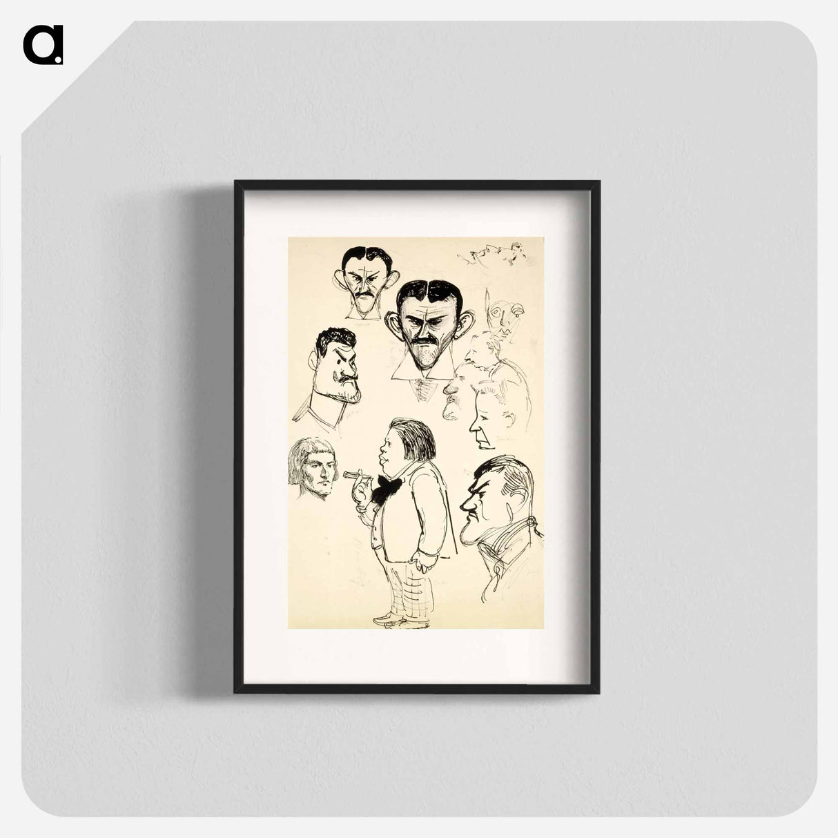 Karikatyyrit taiteilija eric ehrströmistä, axel gallenista, louis sparresta, eliel saarisesta ym. - アルバート エーデルフェルト Poster.