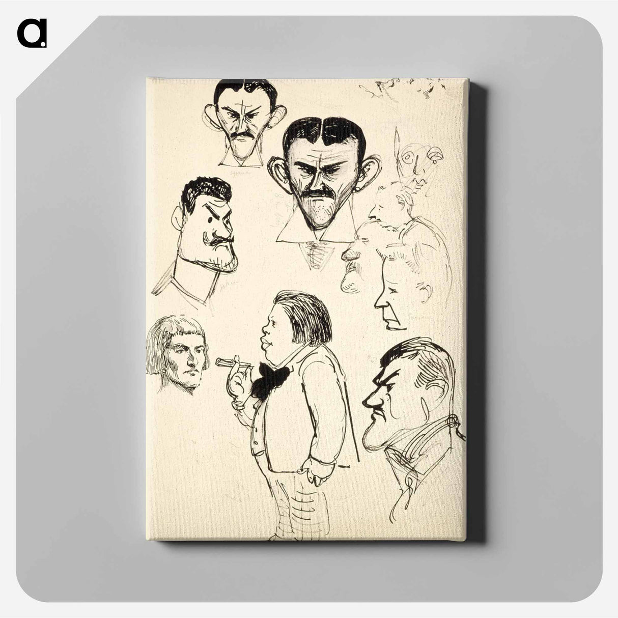 Karikatyyrit taiteilija eric ehrströmistä, axel gallenista, louis sparresta, eliel saarisesta ym. - アルバート エーデルフェルト Canvas.