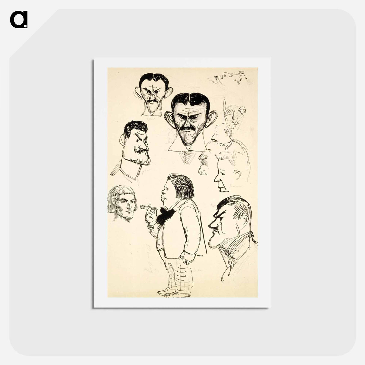 Karikatyyrit taiteilija eric ehrströmistä, axel gallenista, louis sparresta, eliel saarisesta ym. - アルバート エーデルフェルト Postcard.