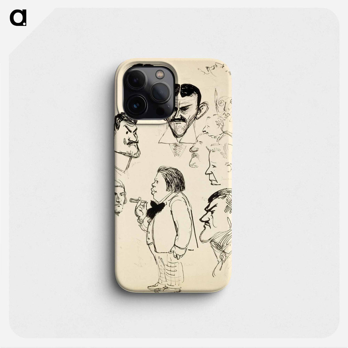 Karikatyyrit taiteilija eric ehrströmistä, axel gallenista, louis sparresta, eliel saarisesta ym. - アルバート エーデルフェルト Phone Case.