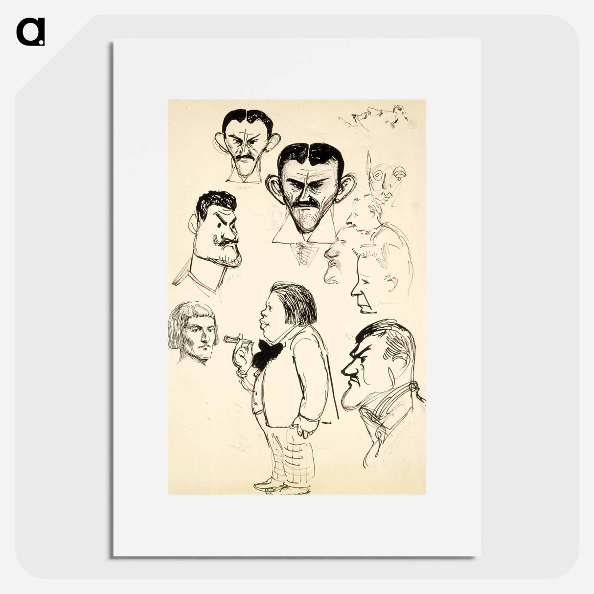 Karikatyyrit taiteilija eric ehrströmistä, axel gallenista, louis sparresta, eliel saarisesta ym. - アルバート エーデルフェルト Poster.