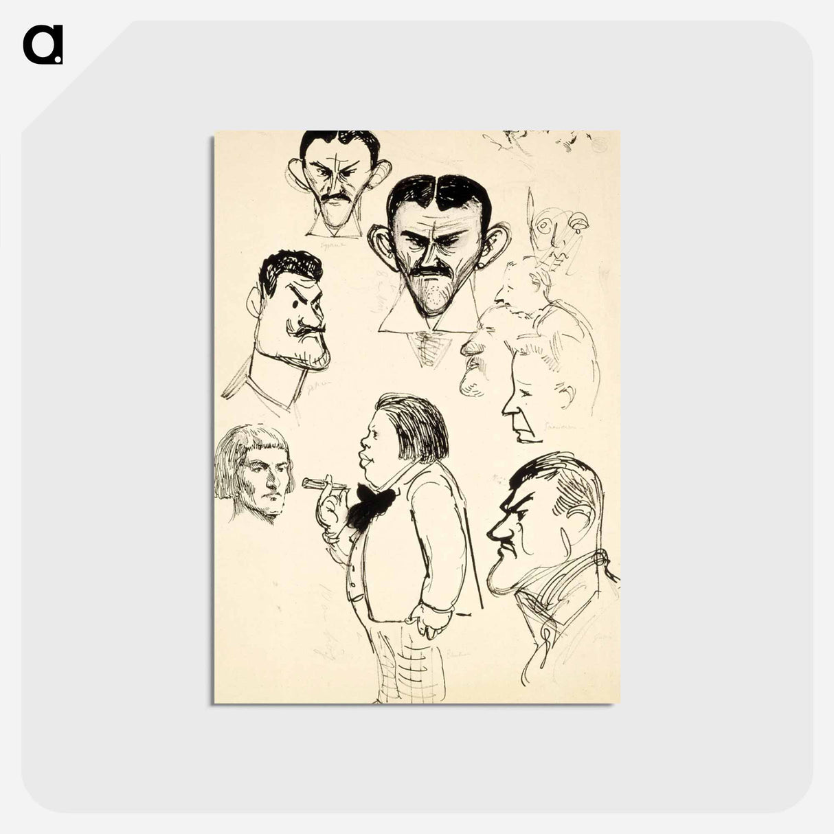 Karikatyyrit taiteilija eric ehrströmistä, axel gallenista, louis sparresta, eliel saarisesta ym. - アルバート エーデルフェルト Postcard.