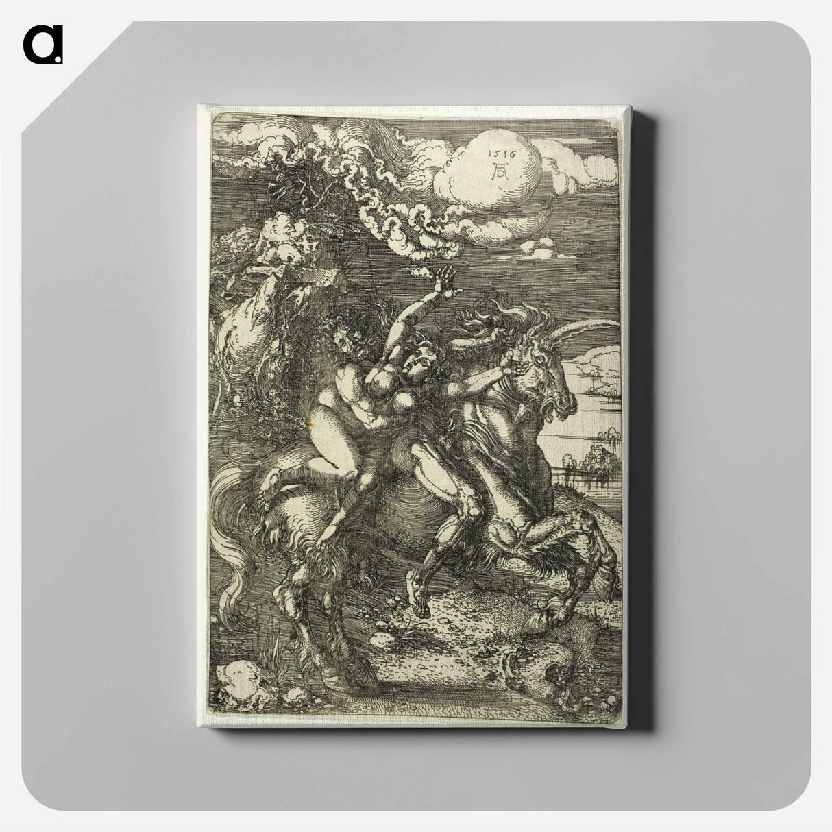 The Abduction of Proserpine on a Unicorn - アルブレヒト デューラー Canvas.