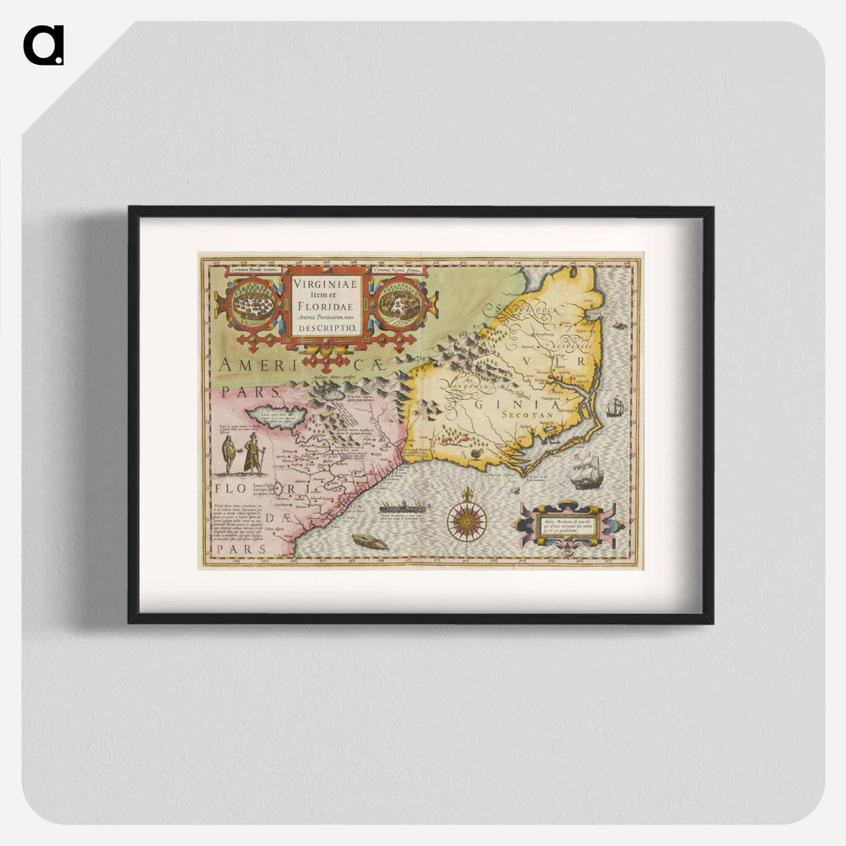 Virginia Item et Floridae - アンティーク地図 Poster.