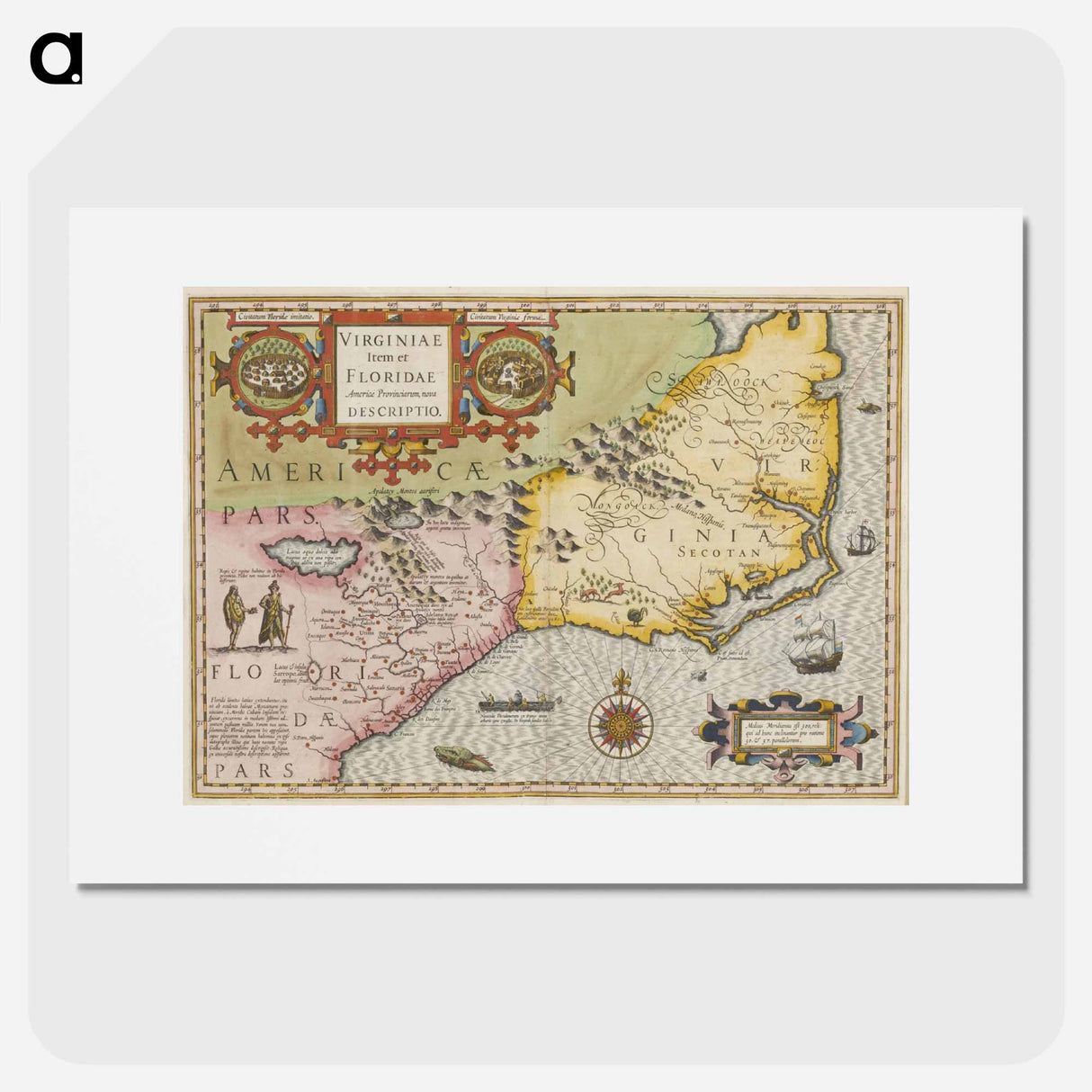 Virginia Item et Floridae - アンティーク地図 Poster.