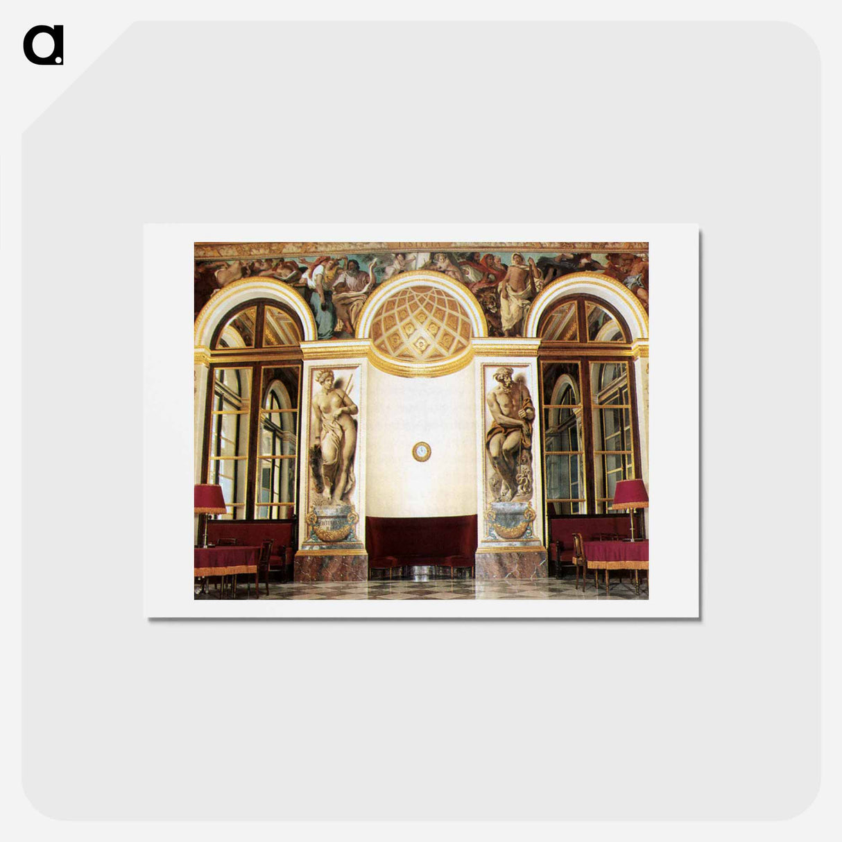 アートポストカード-Frescoes on the west wall (Salon du Roi, Palais Bourbon, Paris) - ウジェーヌ ドラクロワ Postcard.
