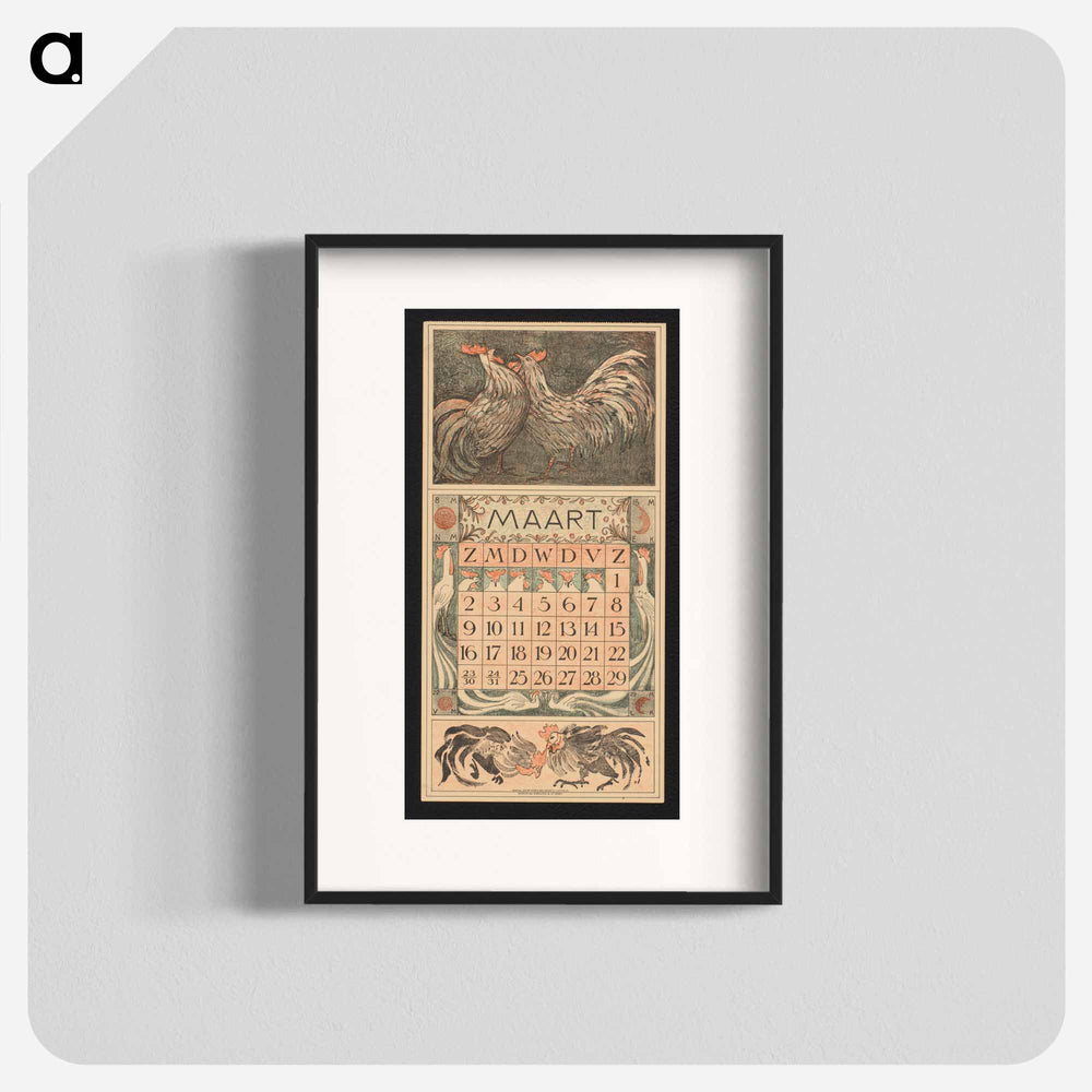 Calendar for the month of 1913 with flowers - Theo van Hoytema Poster.