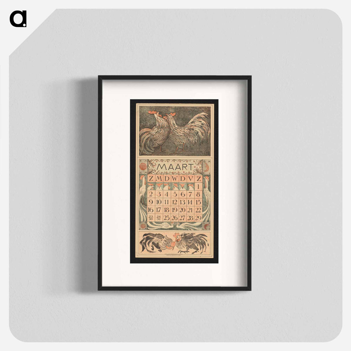 Calendar for the month of 1913 with flowers - Theo van Hoytema Poster.