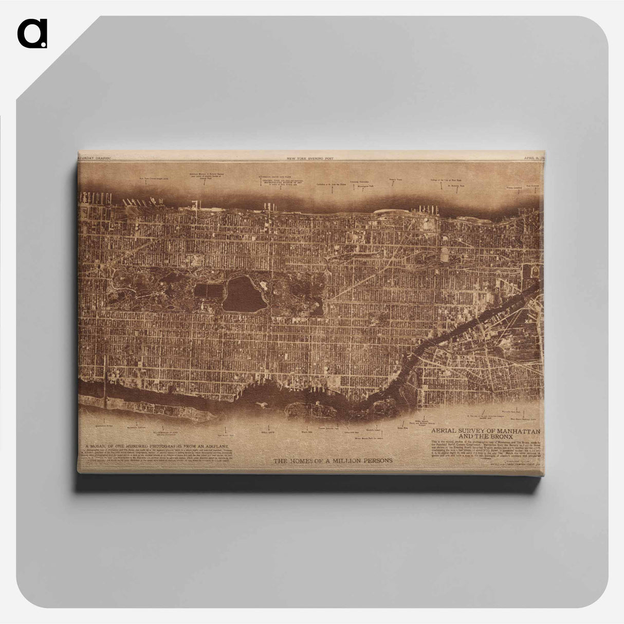 New York City - アンティーク地図 Canvas.