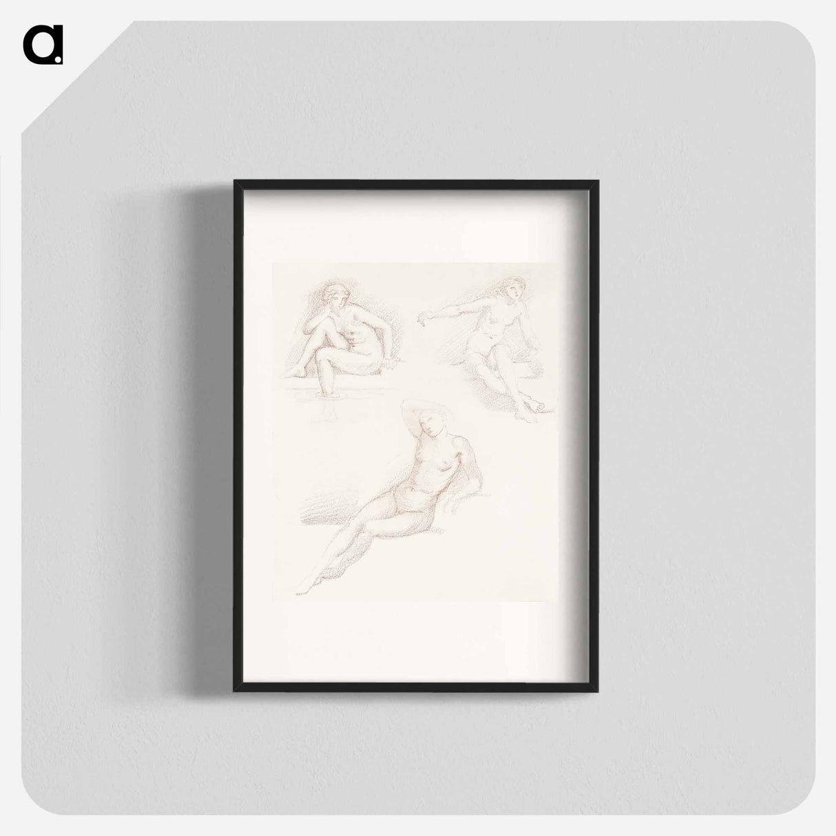 Female Nude: Three Studies of a Seated Girl - エドワード バーン ジョーンズ Poster.