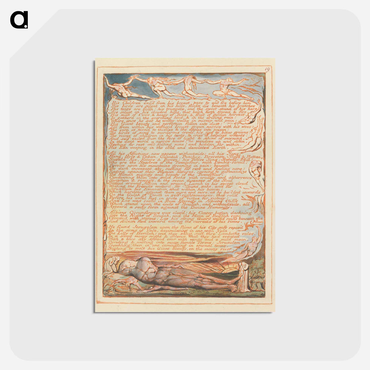アートポストカード-Jerusalem, Plate 19 - ウィリアム ブレイク Postcard.