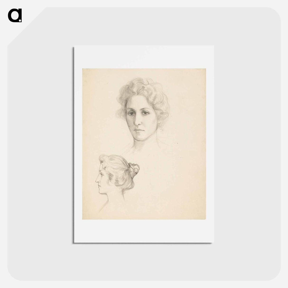 Kaksi naisenpäätä, profiilit - アルバート エーデルフェルト Postcard.