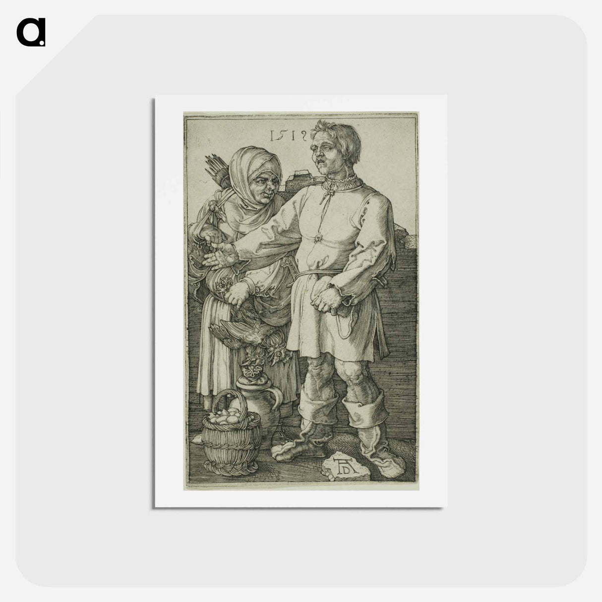 アートポストカード-The Peasant and His Wife at Market - アルブレヒト デューラー Postcard.