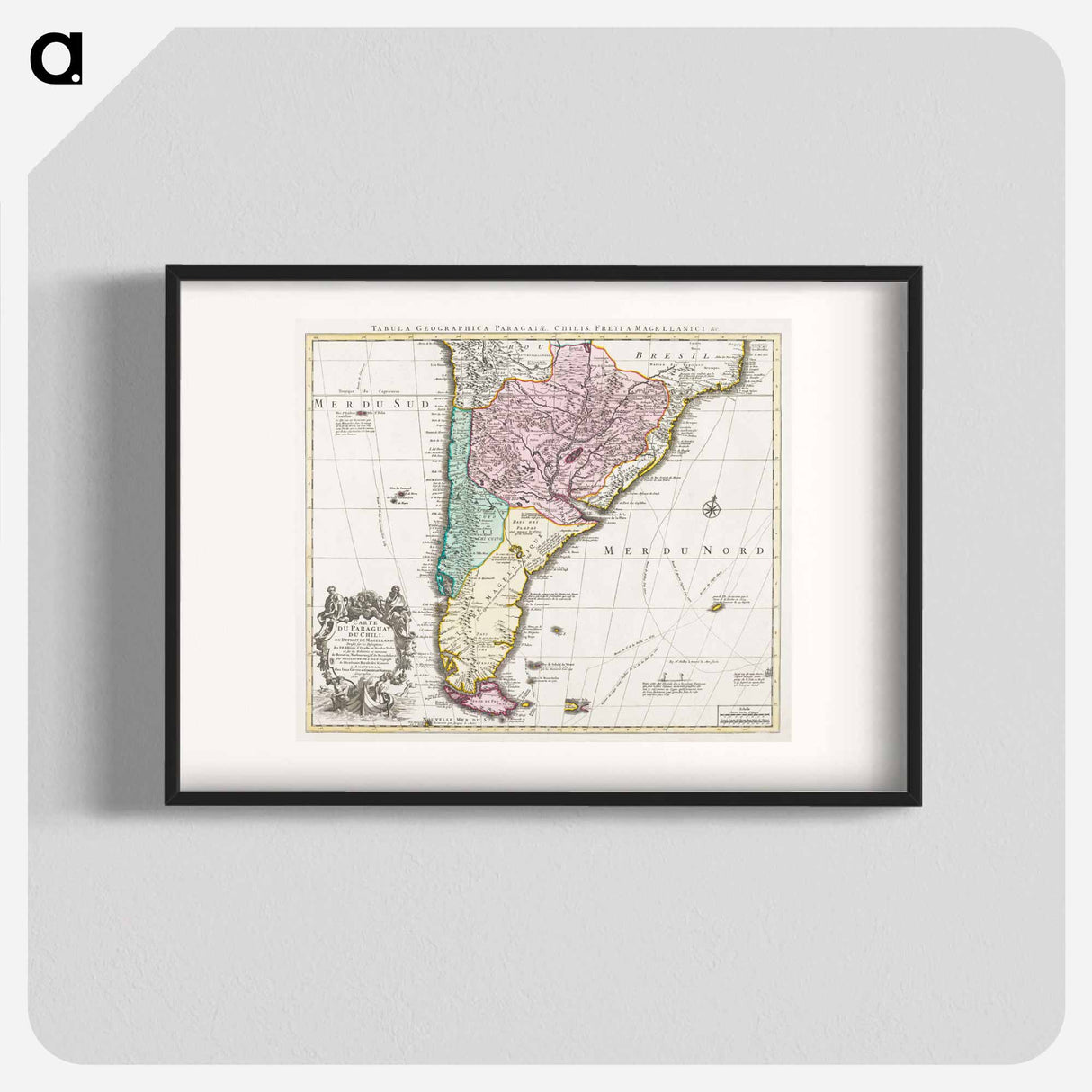 Kaart van het zuidelijke deel van Zuid-Amerika - アンティーク地図 Poster.