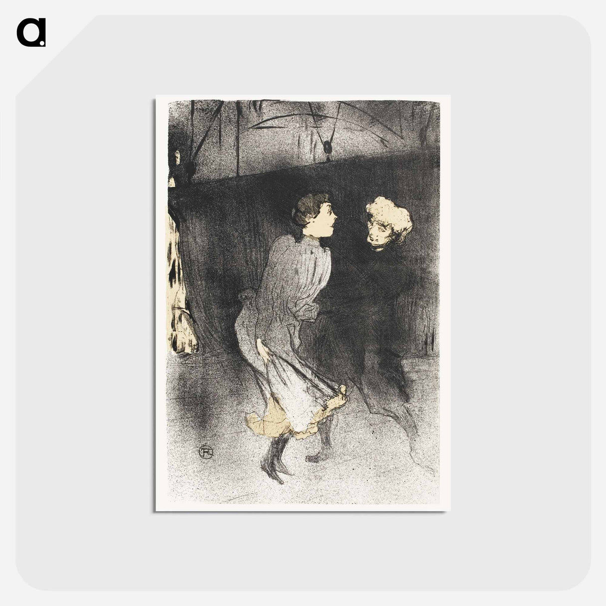 アートポストカード-Rehearsal at the Folies-Bergère, Emilenne D’Alençon and Mariquita - アンリ ド トゥールーズ ロートレック Postcard.