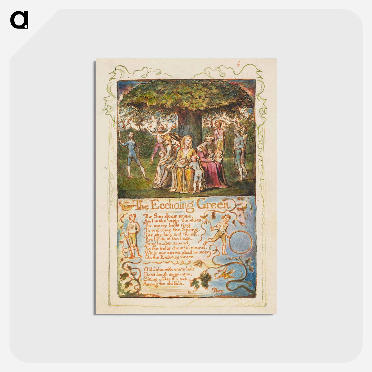 アートポストカード-Songs of Innocence and of Experience: The Ecchoing Green - ウィリアム ブレイク Postcard.