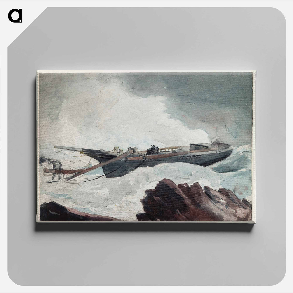 The Wrecked Schooner - Winslow Homer Canvas.