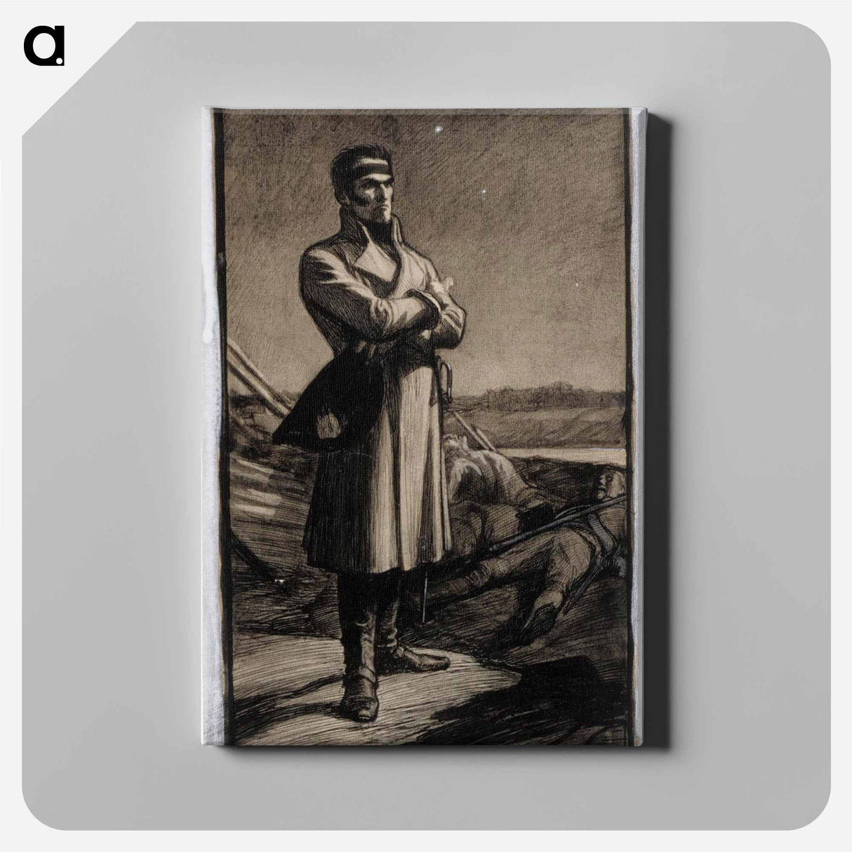 Döbeln on the battlefield at night - アルバート エーデルフェルト Canvas.