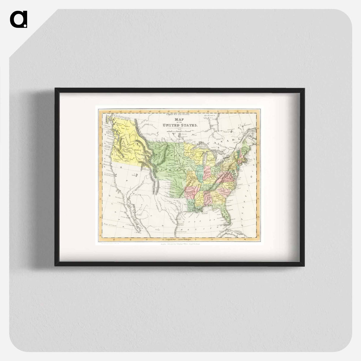 A Moral and Political Sketch of the United States of North America with a note on Negro Slavery - アンティーク地図 Poster.