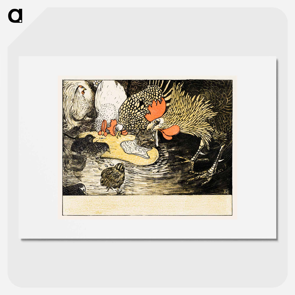 Hanen en kuikens - Theo van Hoytema Poster.