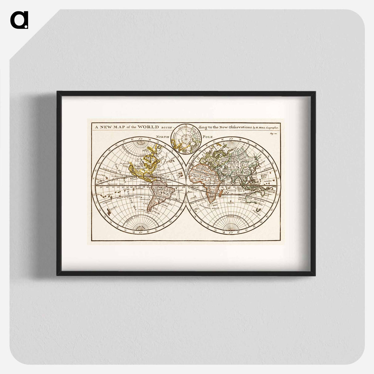 A new map of the world according to the new observations - アンティーク地図 Poster.