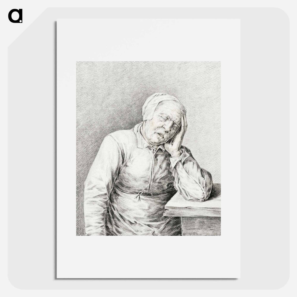 Sleeping old woman, with her head in her hand - ジャン ベルナール Poster.