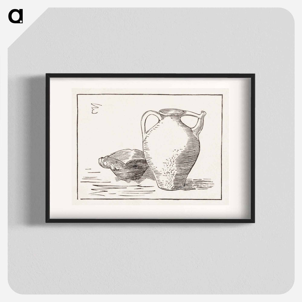 Woodcut still life: can and ashtray - Julie de Graag Poster.