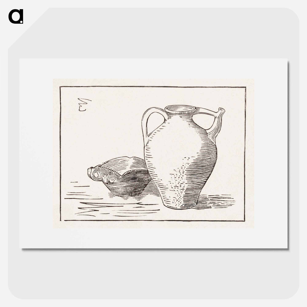 Woodcut still life: can and ashtray - Julie de Graag Poster.