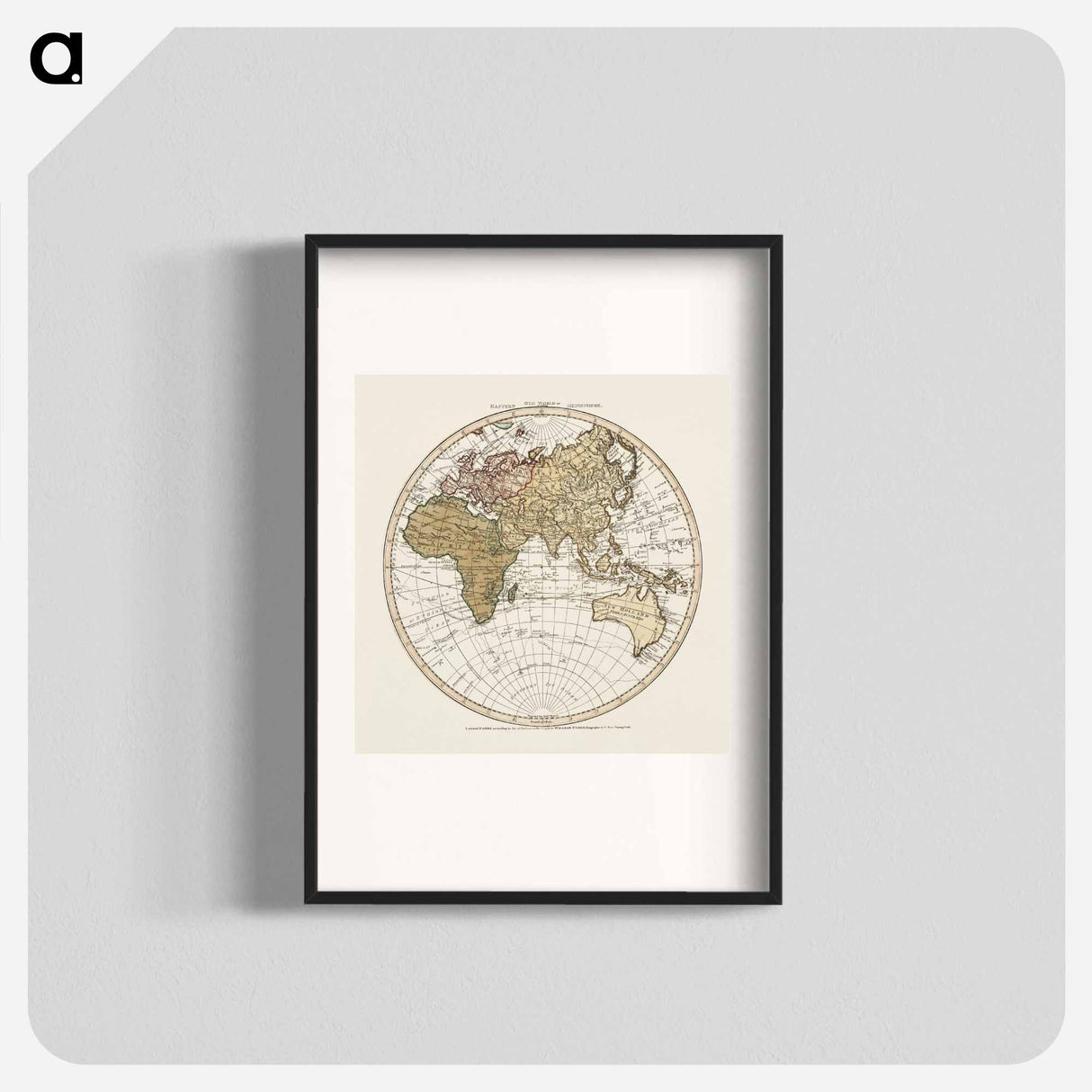 Western New World or Hemisphere. Eastern Old World or Hemisphere - アンティーク地図 Poster.