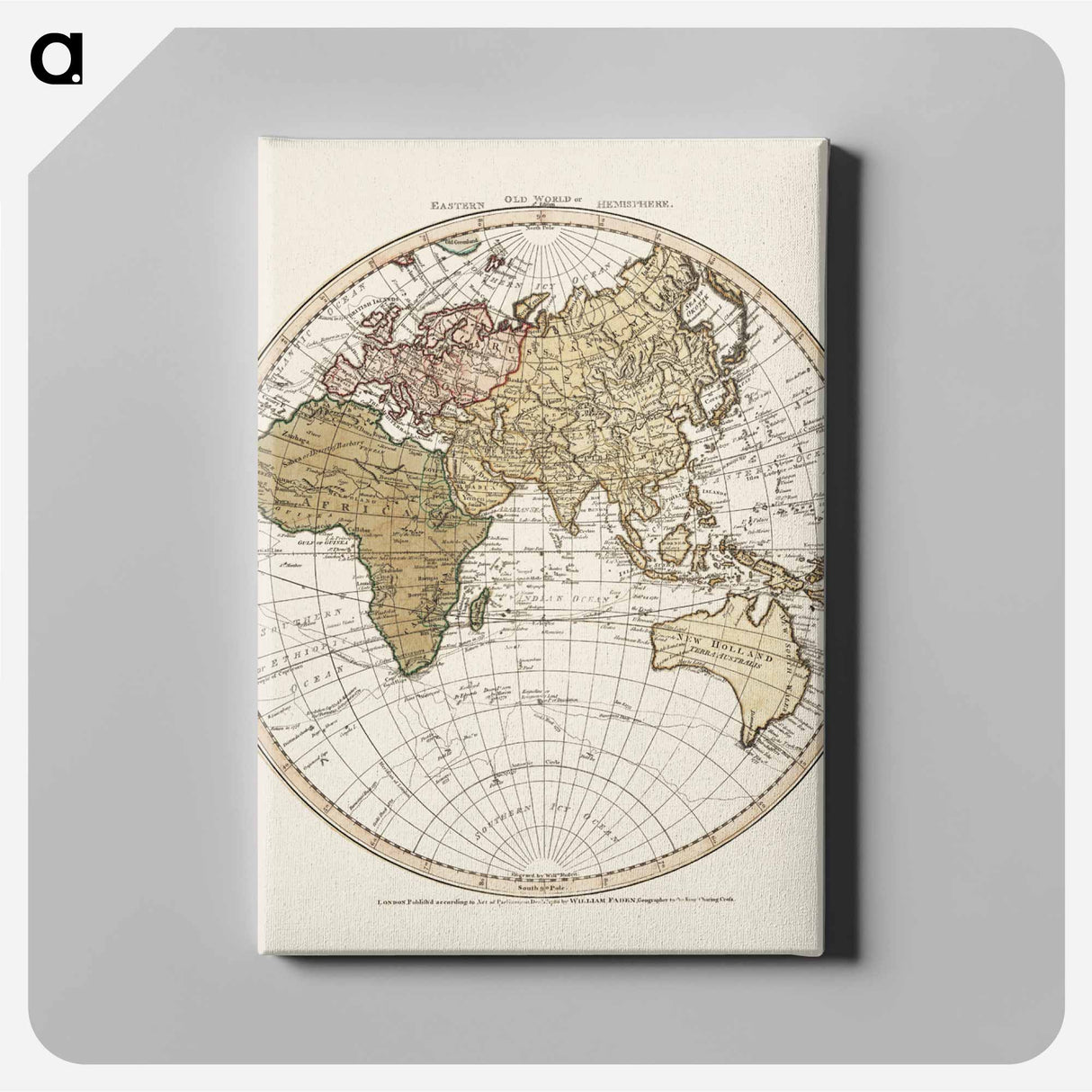 Western New World or Hemisphere. Eastern Old World or Hemisphere - アンティーク地図 Canvas.