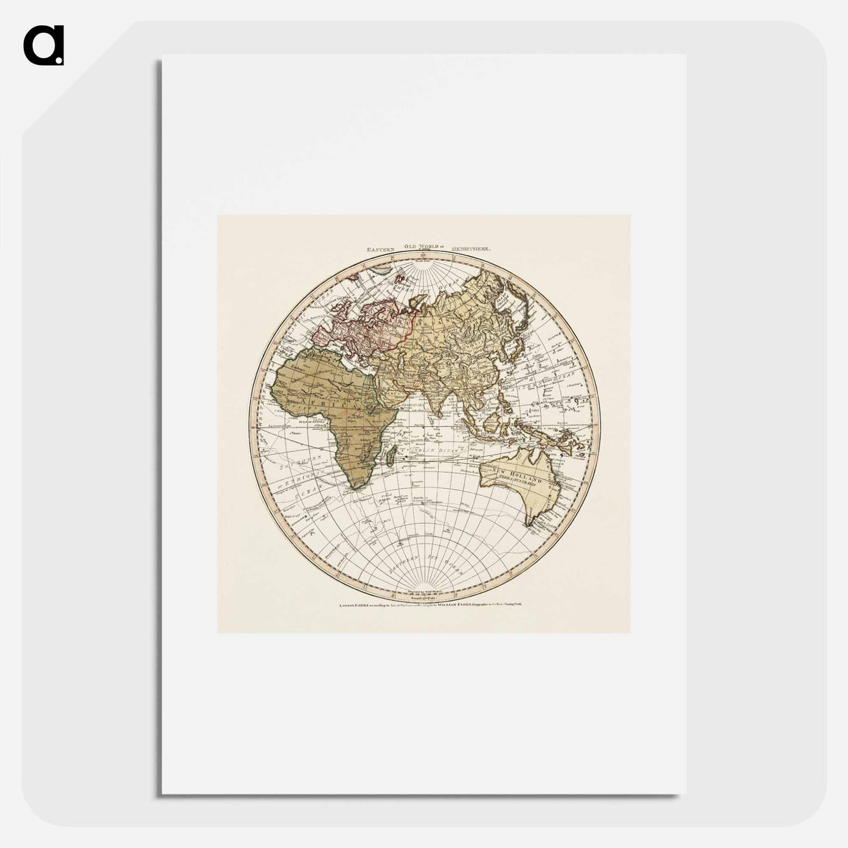 Western New World or Hemisphere. Eastern Old World or Hemisphere - アンティーク地図 Poster.