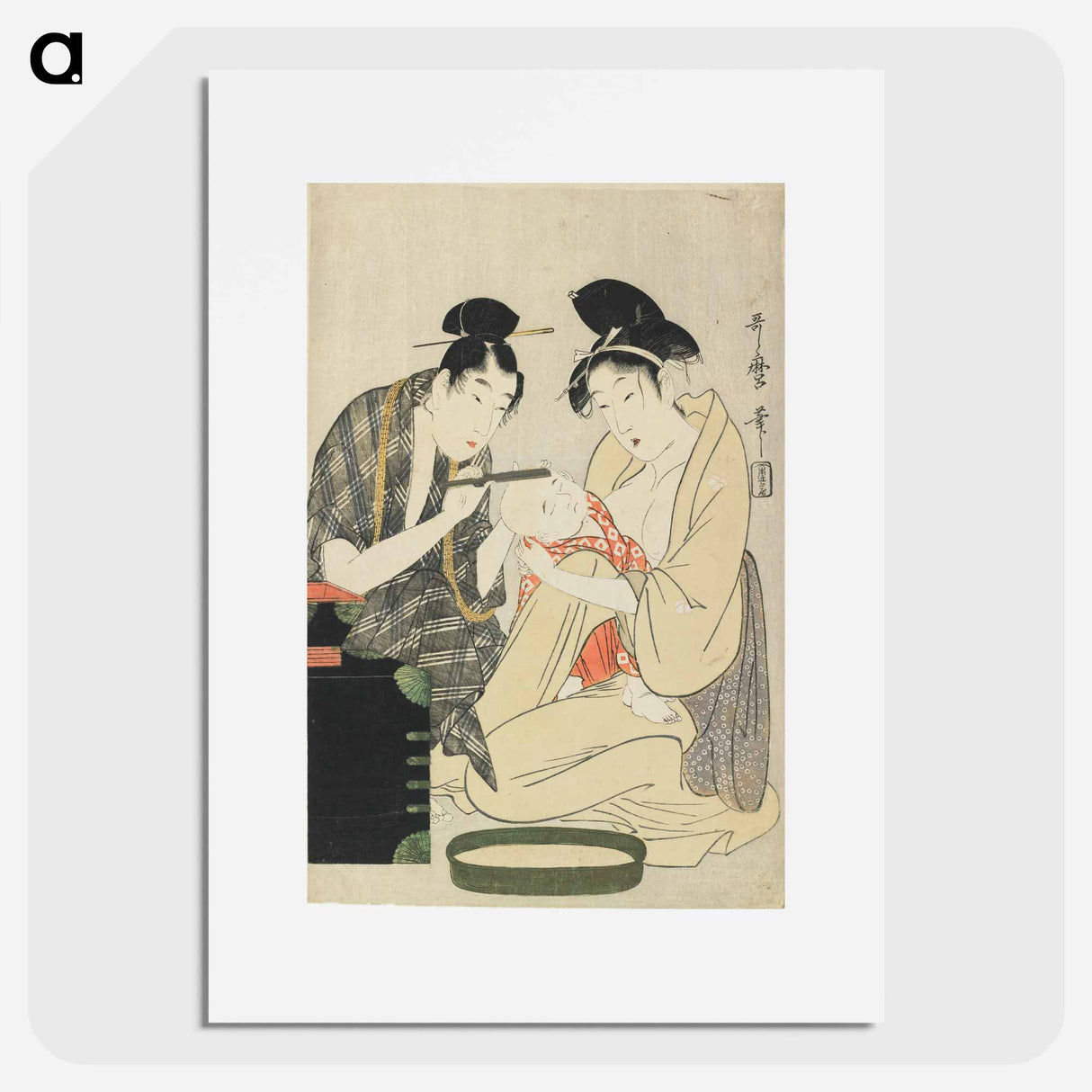 アートポスター-Shaving a Boy's Head - 喜多川 歌麿 Poster.