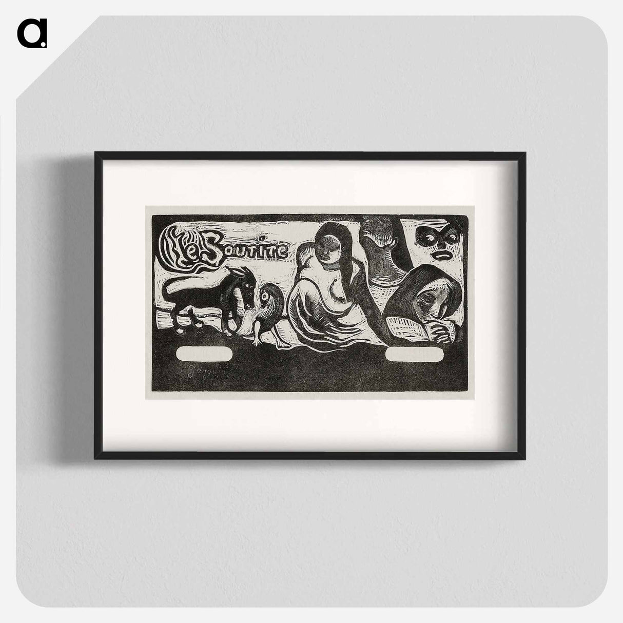 Three People, a Mask, a Fox and a Bird - Paul Gauguin Poster.