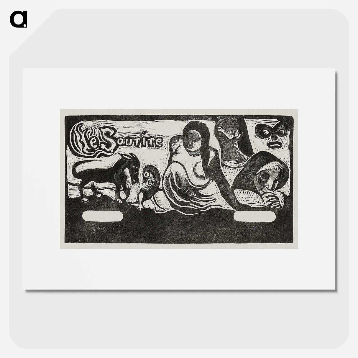 Three People, a Mask, a Fox and a Bird - Paul Gauguin Poster.