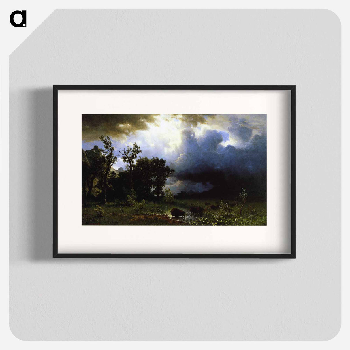 アートポスター-Buffalo Trail the Impending Storm - アルバート ビアスタット Poster.