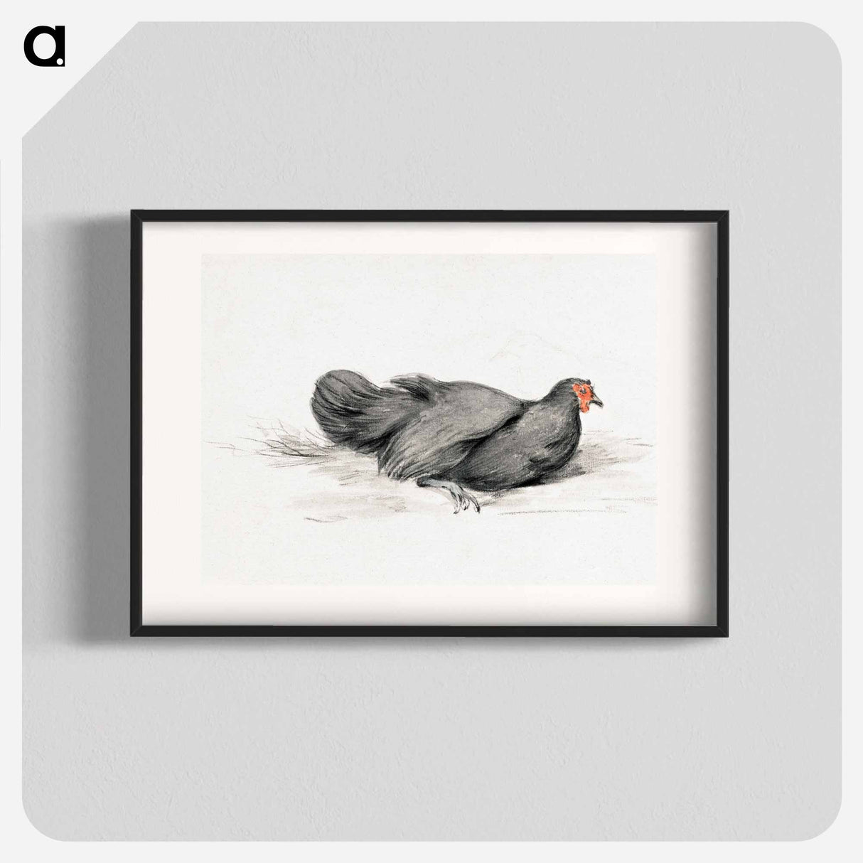 アートポスター-Black chicken drawing in high resolution by Jean Bernard - ジャン ベルナール Poster.