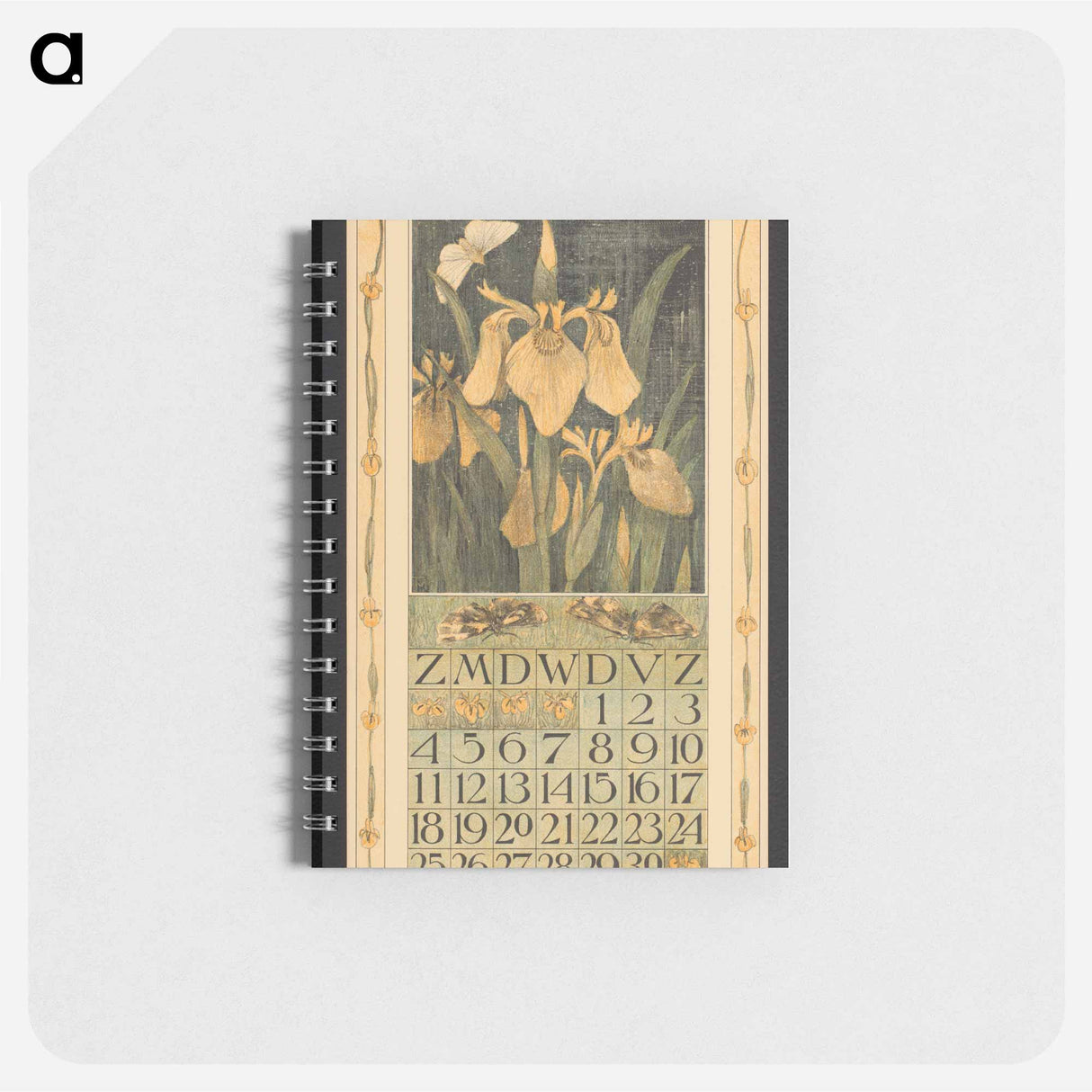 Kalenderblad voor juni 1911 met lissen en een vlinder - テオ ヴァン ホイテマ Memo.