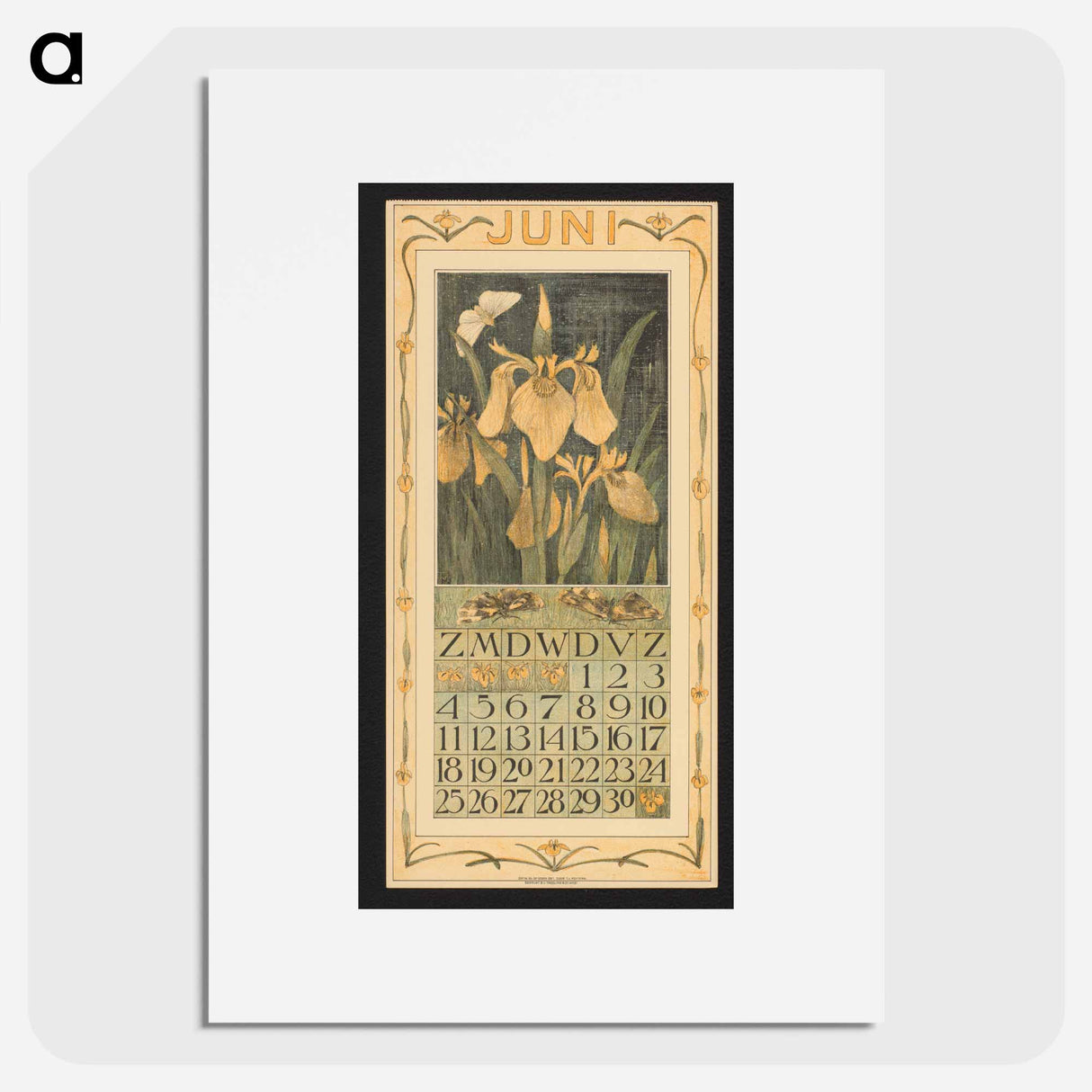 Calendar for June 1911 with letters and a message for the dead - Theo van Hoytema Poster.