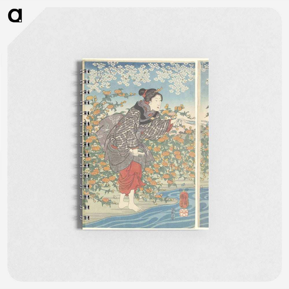 De Ide Tama rivier in de provincie Yamashiro - 歌川 国芳 Memo.