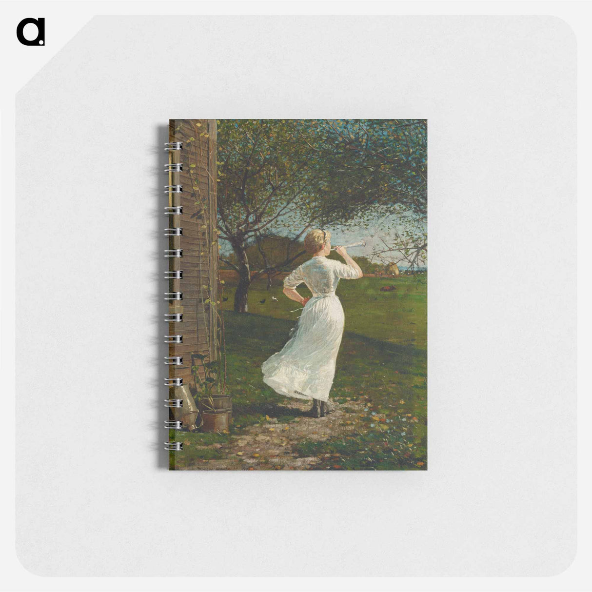 The Dinner Horn, Blowing the Horn at Seaside - ウィンスロー ホーマー Memo.