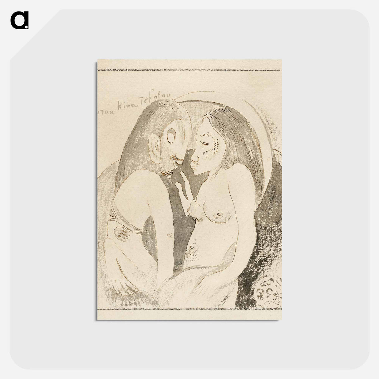 アートポストカード-Words between Goddess of the Moon and God of the Earth - ポール ゴーギャン Postcard.