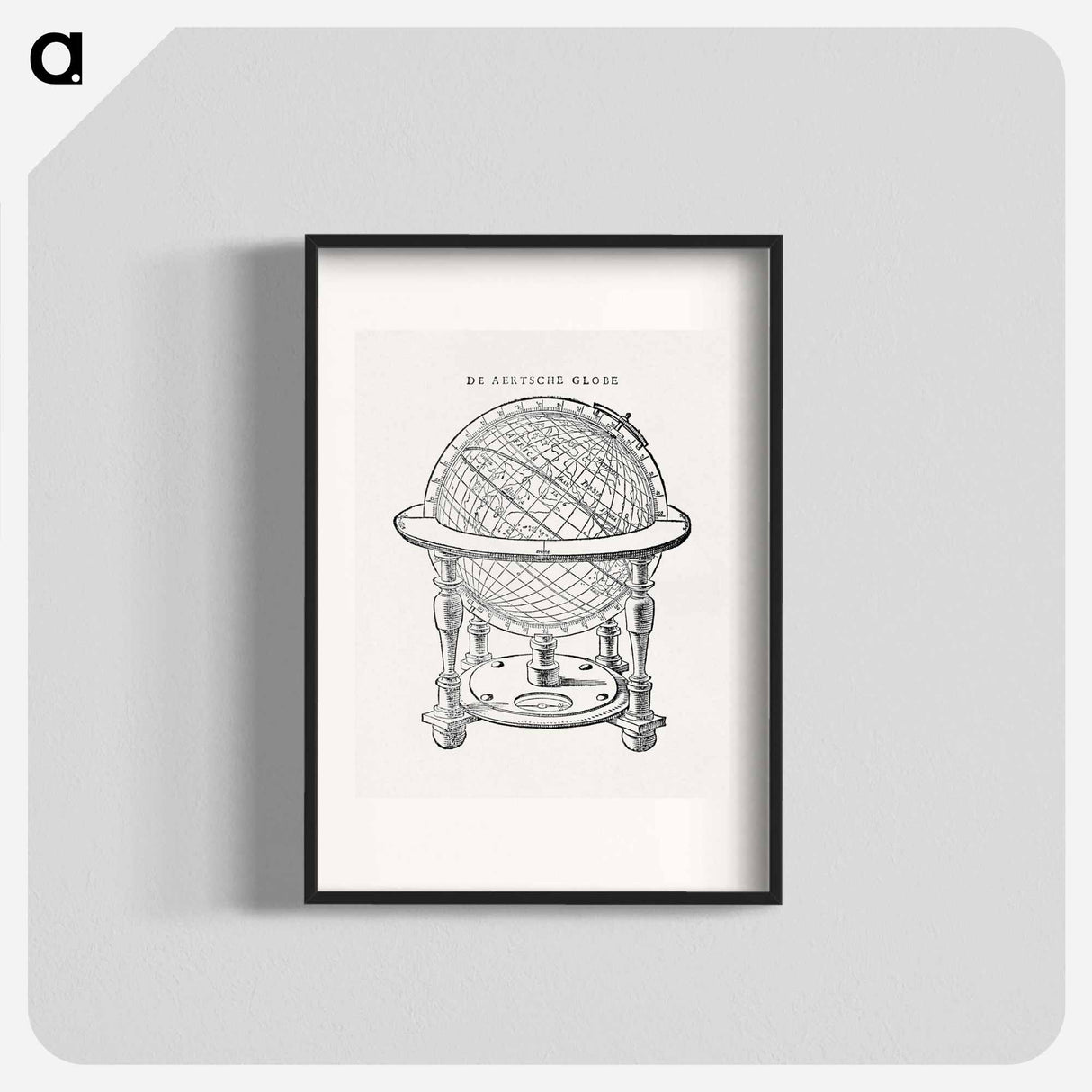 A drawing of Emery Molyneux's terrestrial globe - アンティーク地図 Poster.